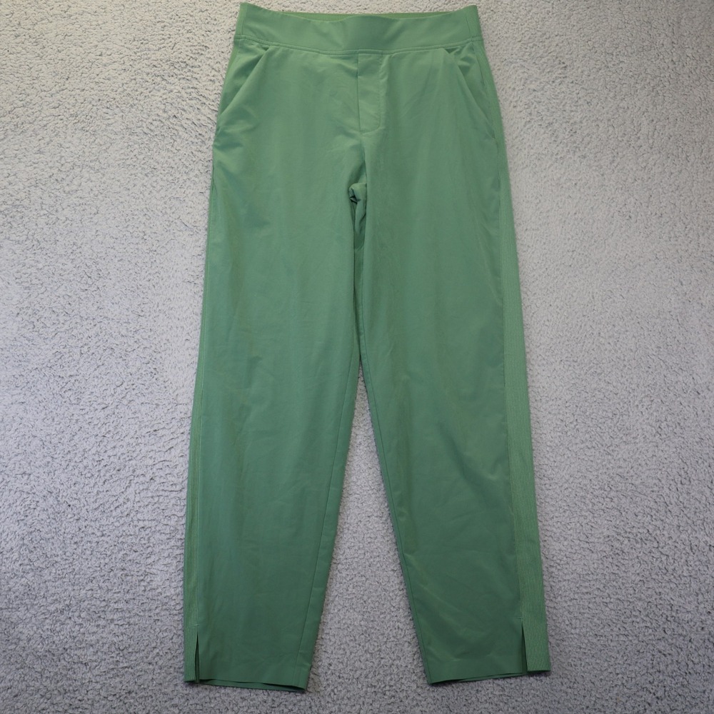 Athleta Brooklyn Ankle Pant Green Tapered Ribbed Side Panel Size 6